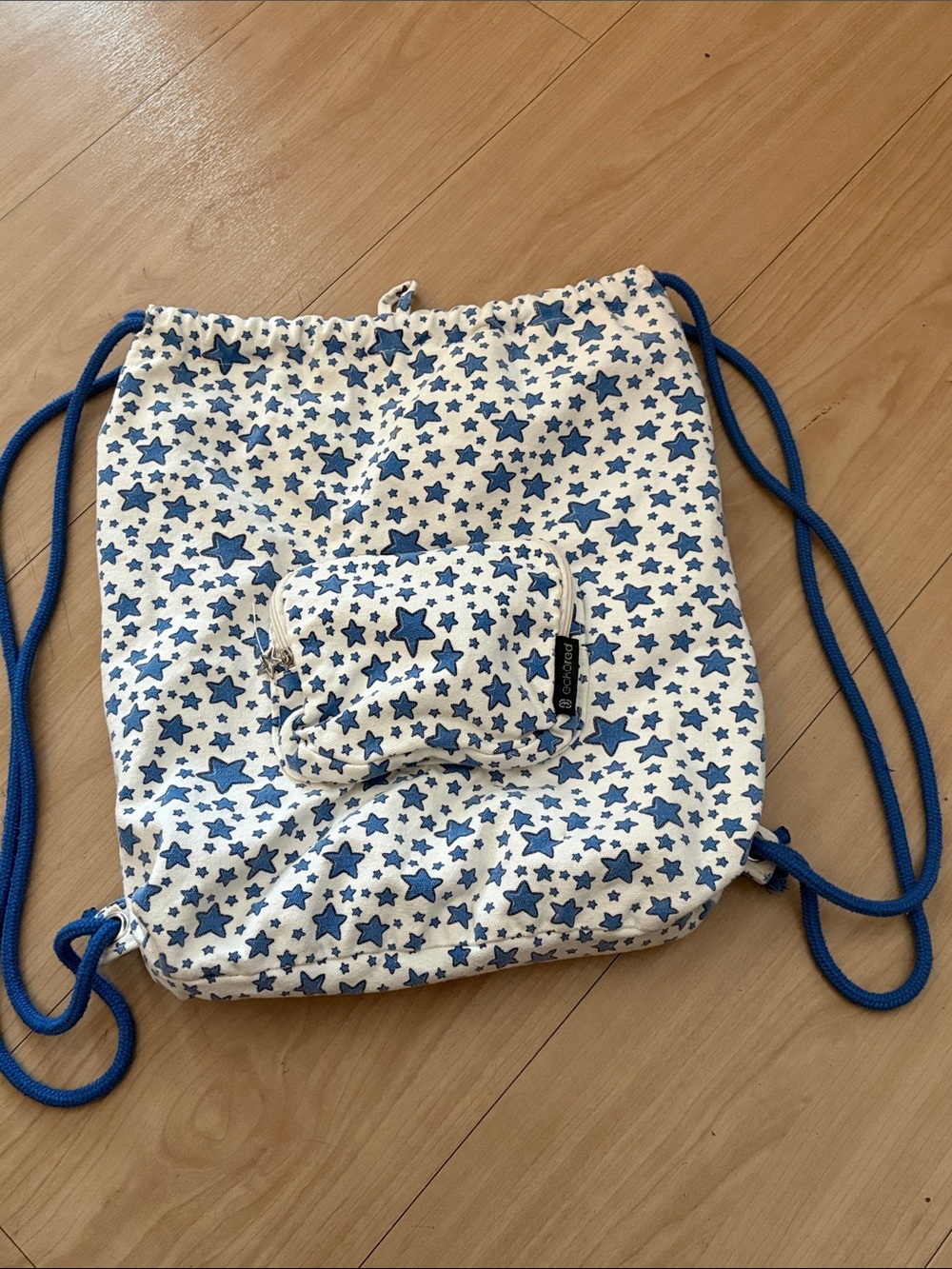 Drawstring Backpack - Blue Star Print